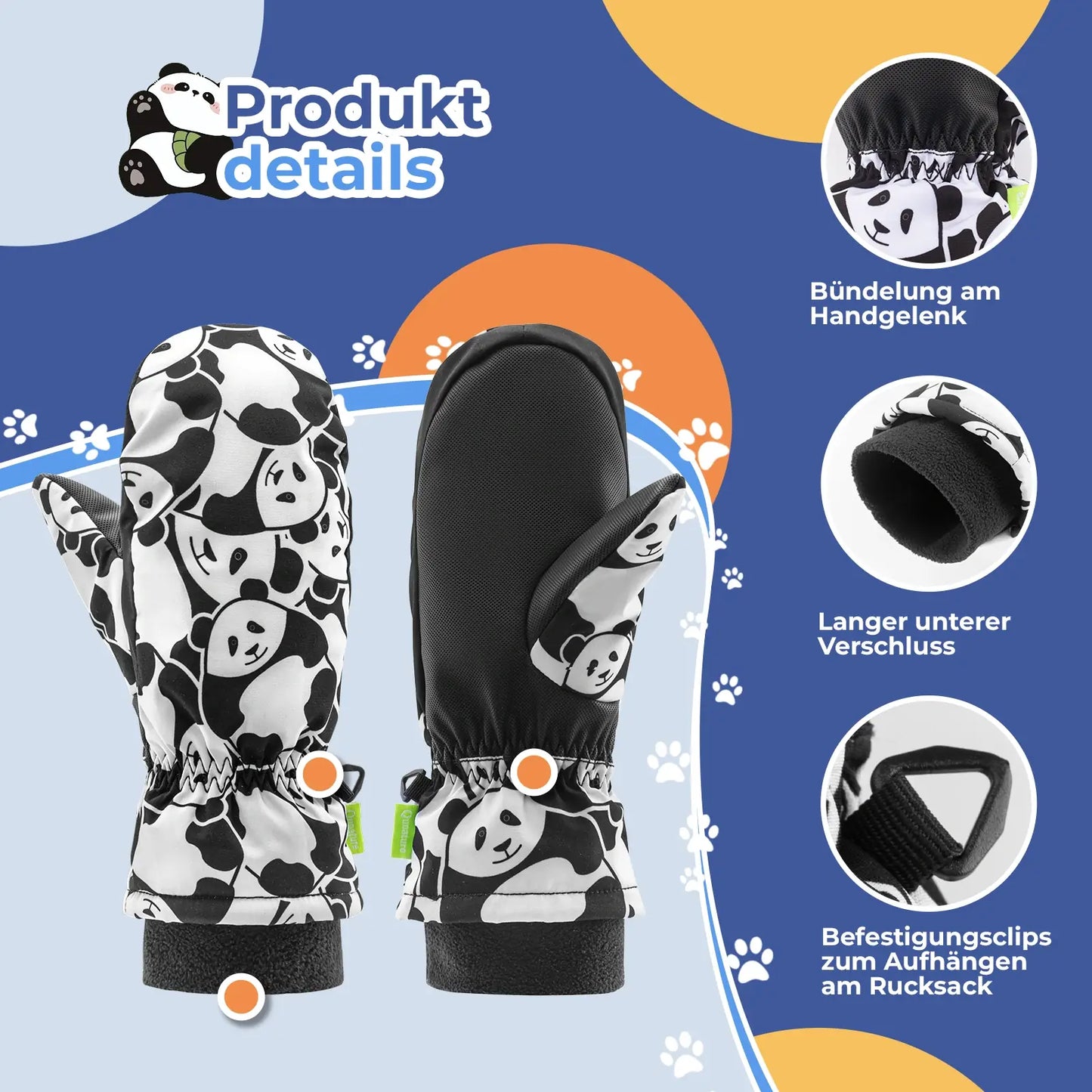 Children's gloves, windproof, waterproof, warm for snow and skiing