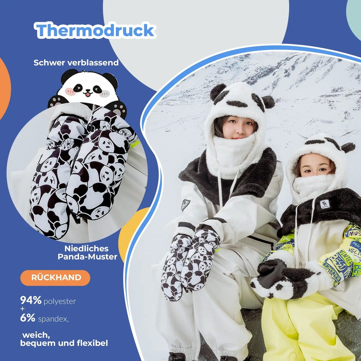 Children's gloves, windproof, waterproof, warm for snow and skiing