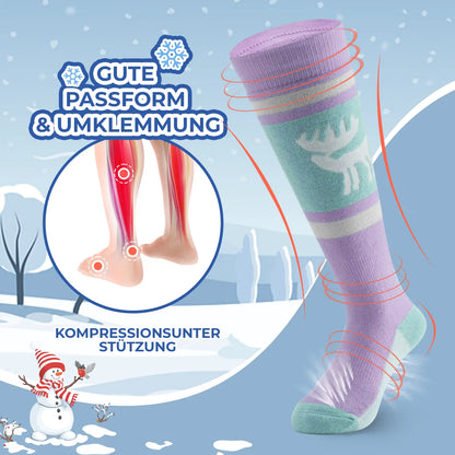 kinder skisocken passform fußspitze rosa grau