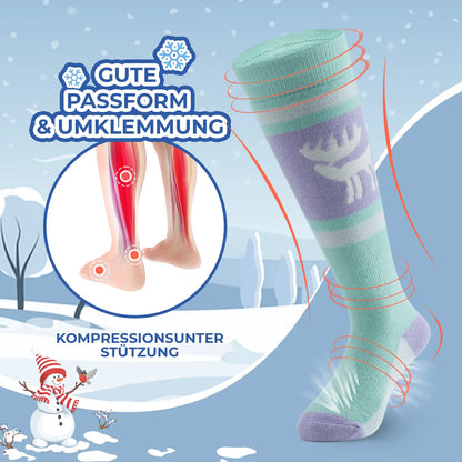 kinder skisocken kompressionsunterstützung lila mint