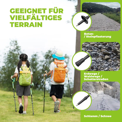 kinder-wanderstoecke geeignet für vielfältiges terrain wie beton, schotter und schnee
