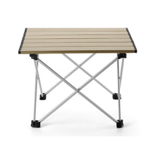 klappbarer camping tisch mit holzoptik und aluminiumgestell