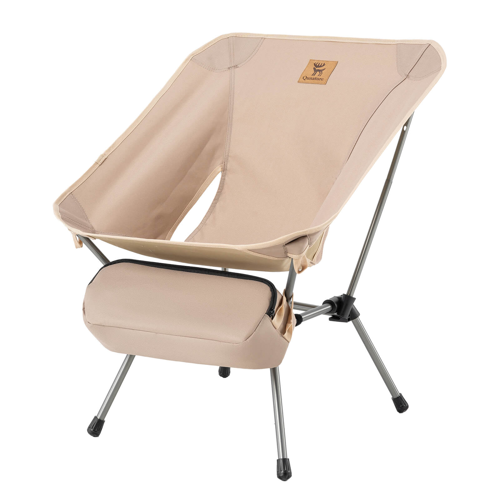 khaki klappbarer campingstuhl mit integrierter tasche