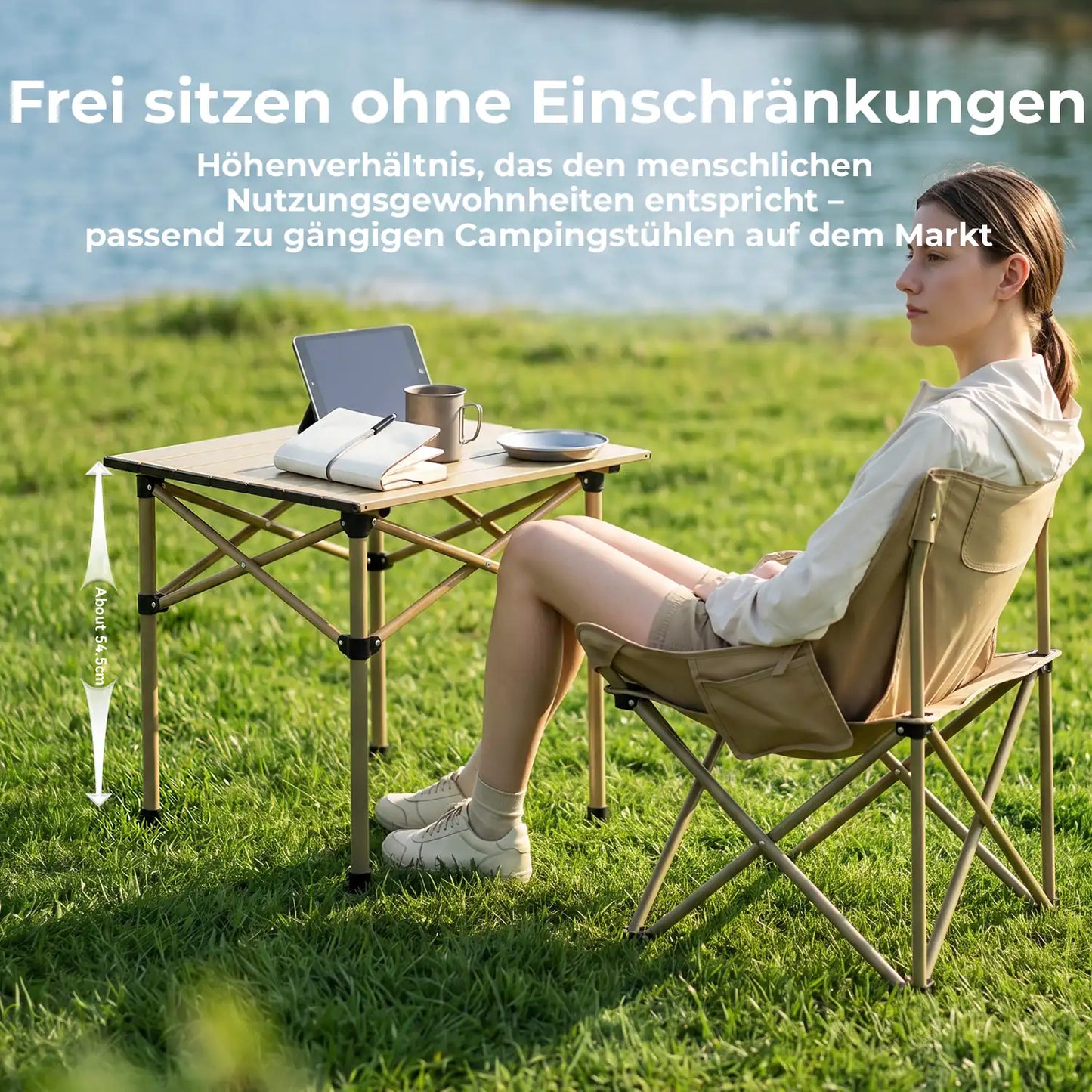 ergonomische tischhöhe von 54,5 cm für bequemes sitzen