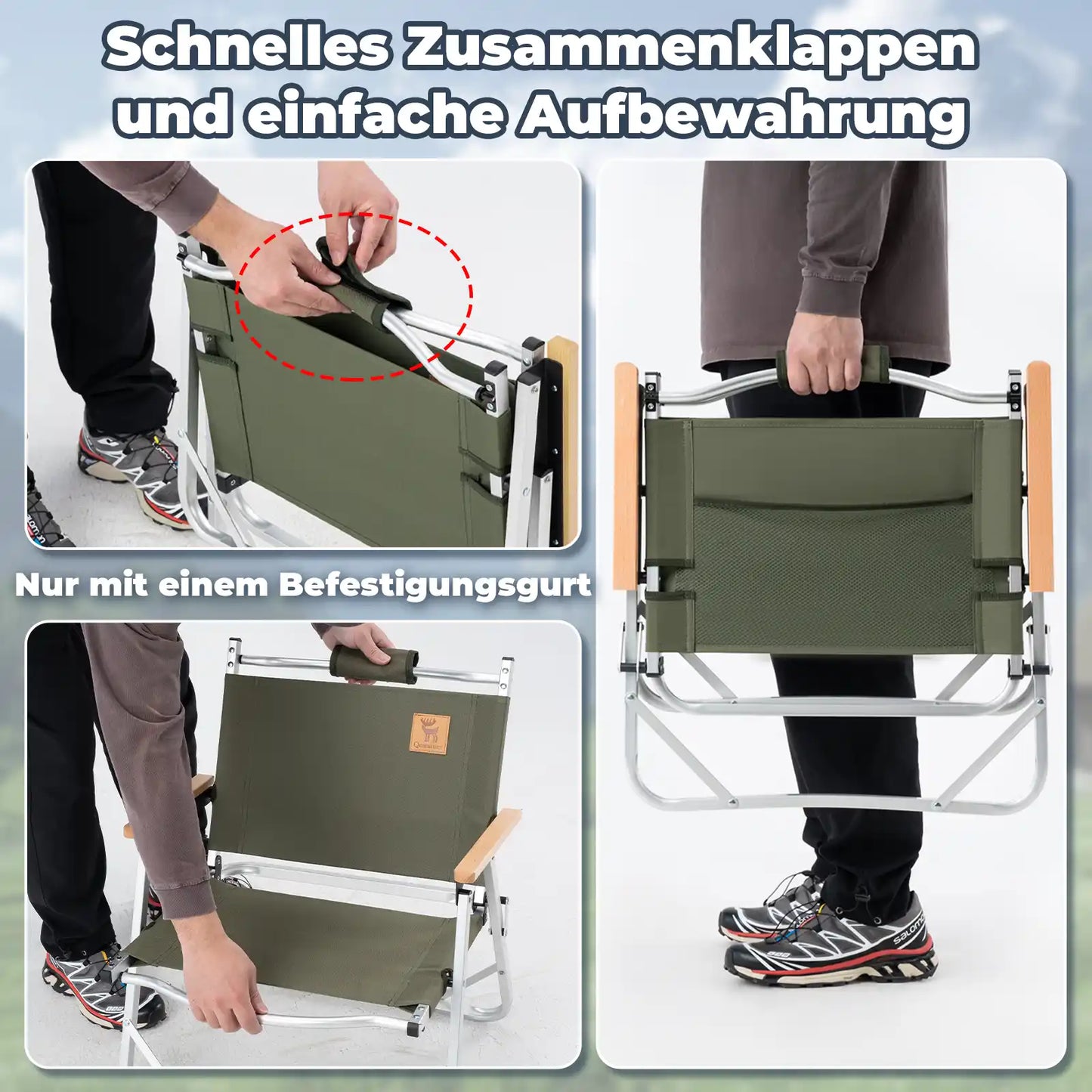 qunature camping klappstuhl mit einfacher tragegurt-funktion fuer unterwegs