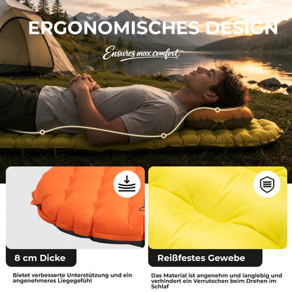 ergonomisches design der luftmatratze mit liegendem mann