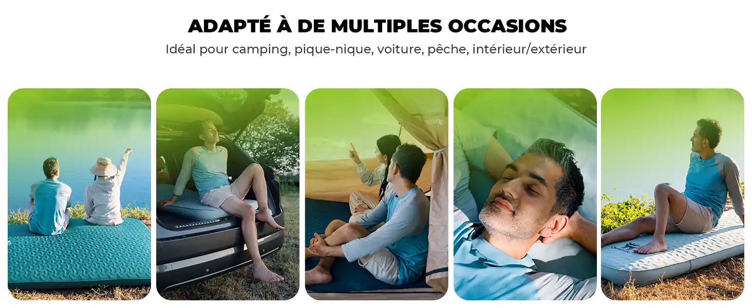 matratze im einsatz bei camping, picknick, im auto und zu hause