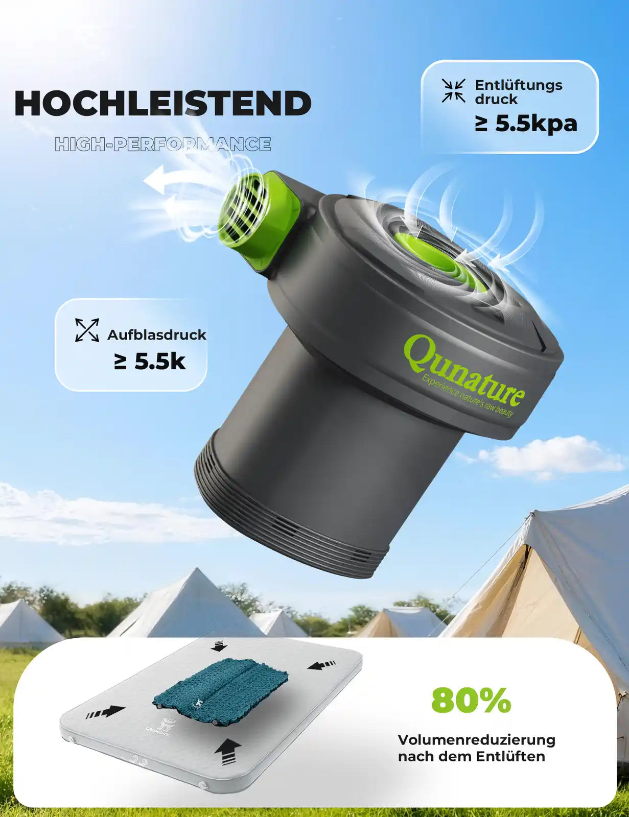 hochleistende mini-luftpumpe mit ≥5,5kpa aufblas- und entlüftungsdruck