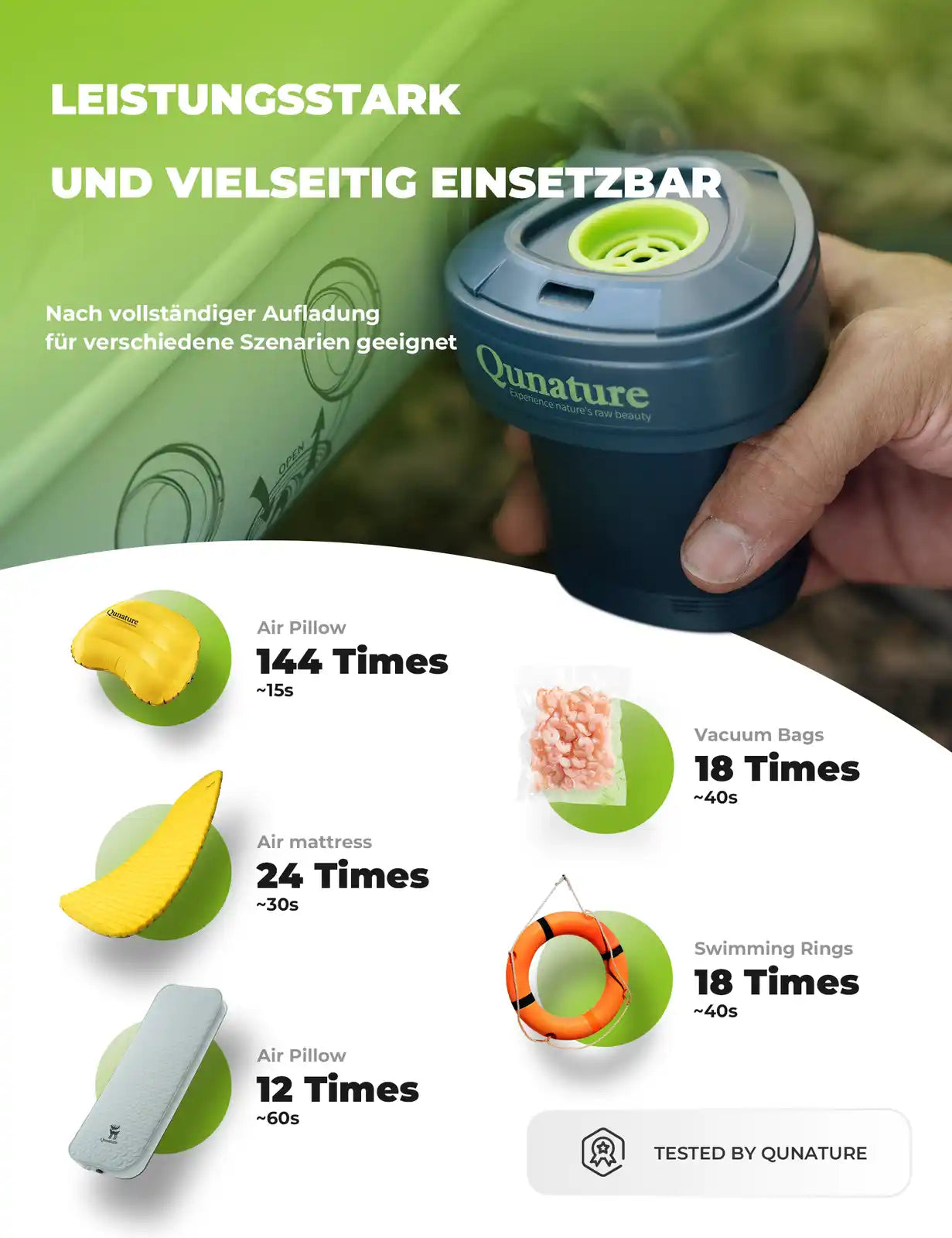 mini-luftpumpe für luftkissen, luftmatratzen, vakuumbeutel und schwimmringe