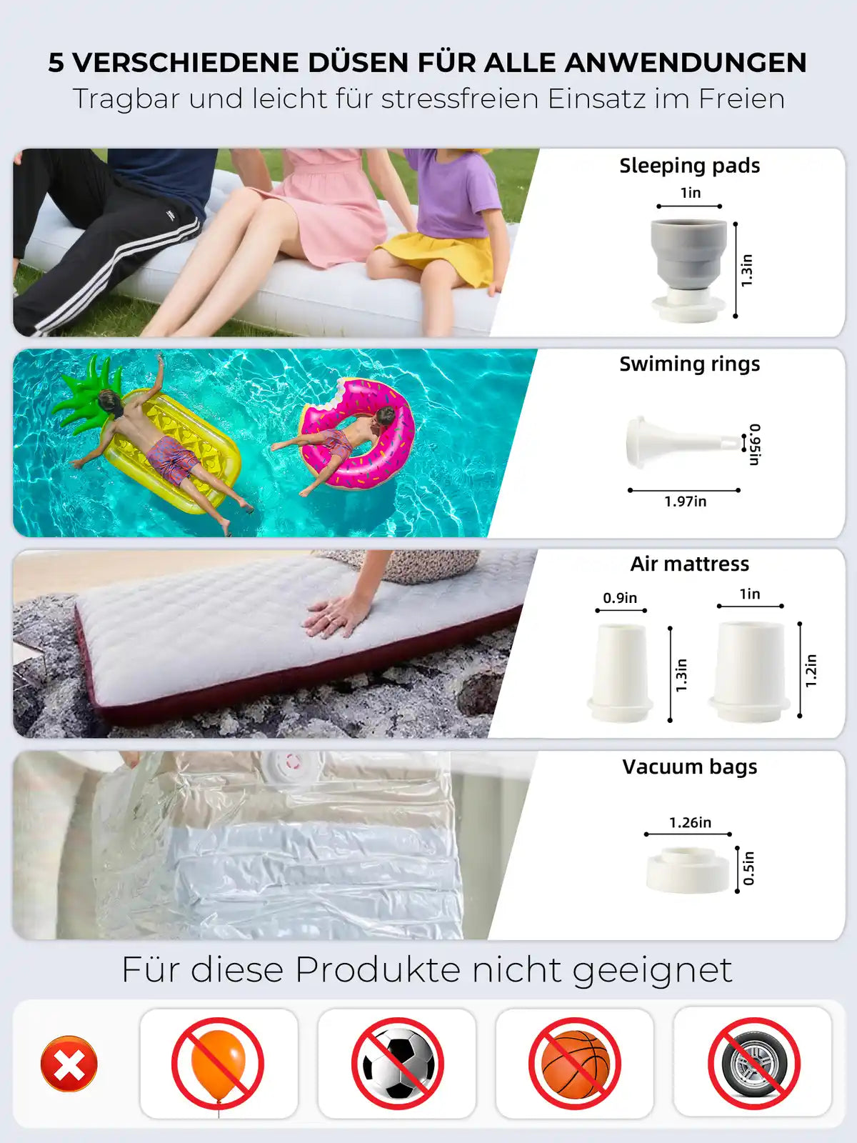 mini-luftpumpe mit passenden duesen fuer alle anwendungen
