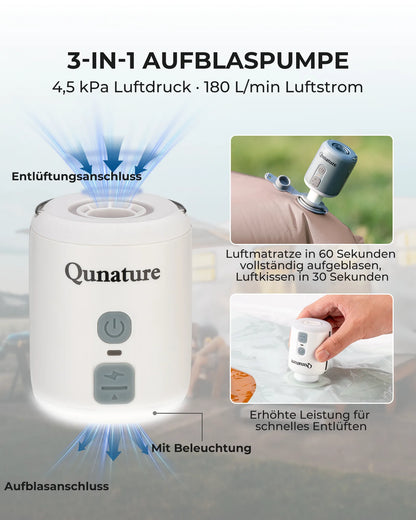 3-in-1-luftpumpe mit 4,5 kpa druck und 180 l/min luftstrom