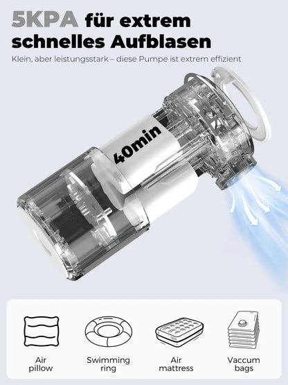 weisse mini-luftpumpe mit transparenter innener struktur