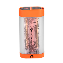 kleine tragbare campinglampe orange mit topografie muster warmlicht
