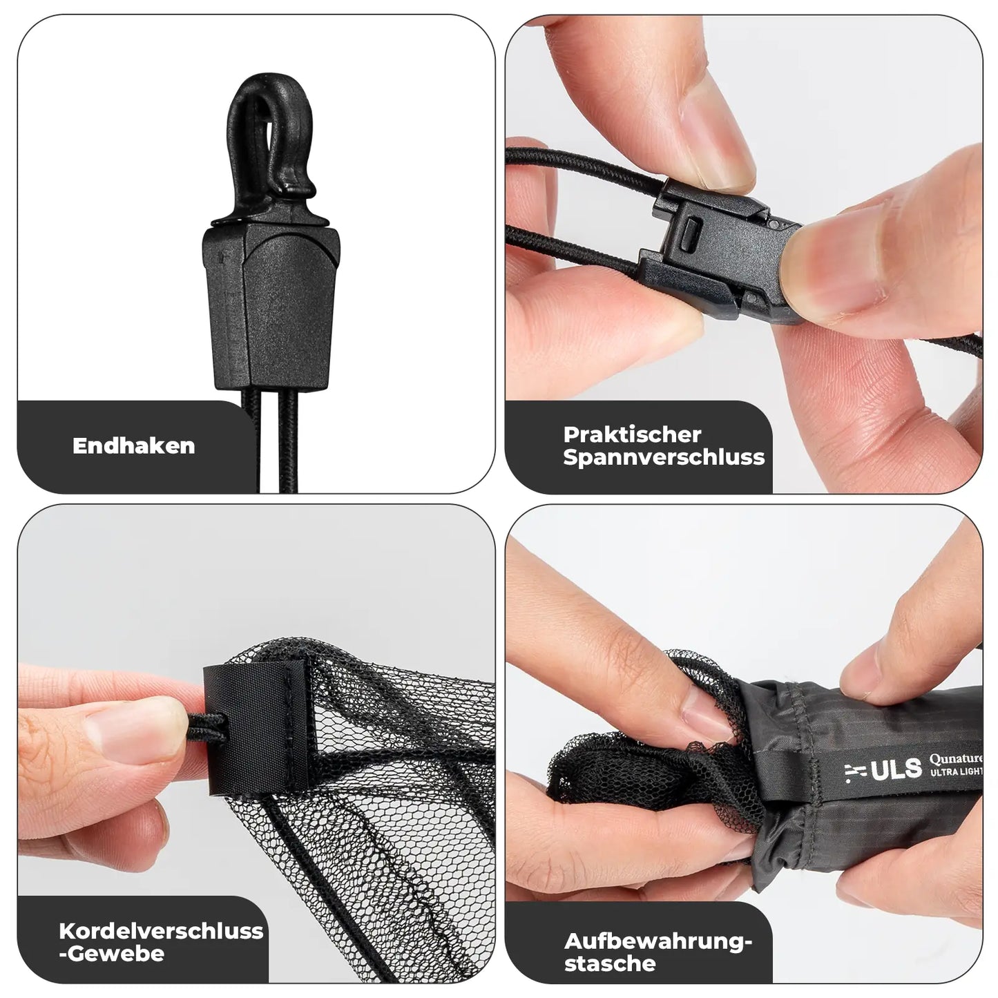 details des moskitonetzes mit kordelverschluss und tasche