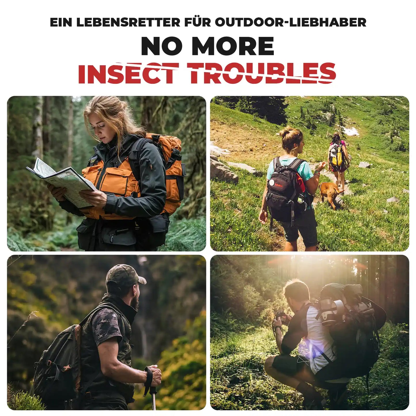 outdoor-szenen mit nutzern des moskitonetzes
