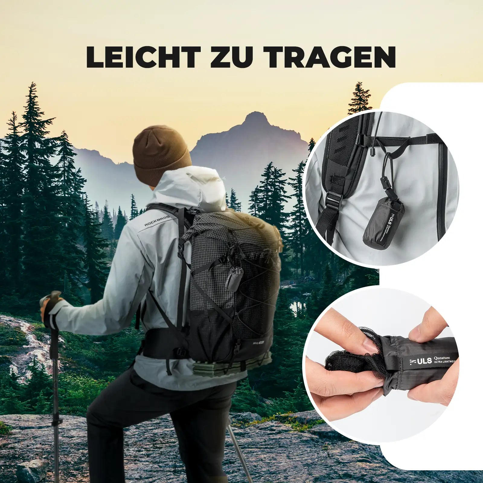 kompaktes moskitonetz zum befestigen am rucksack