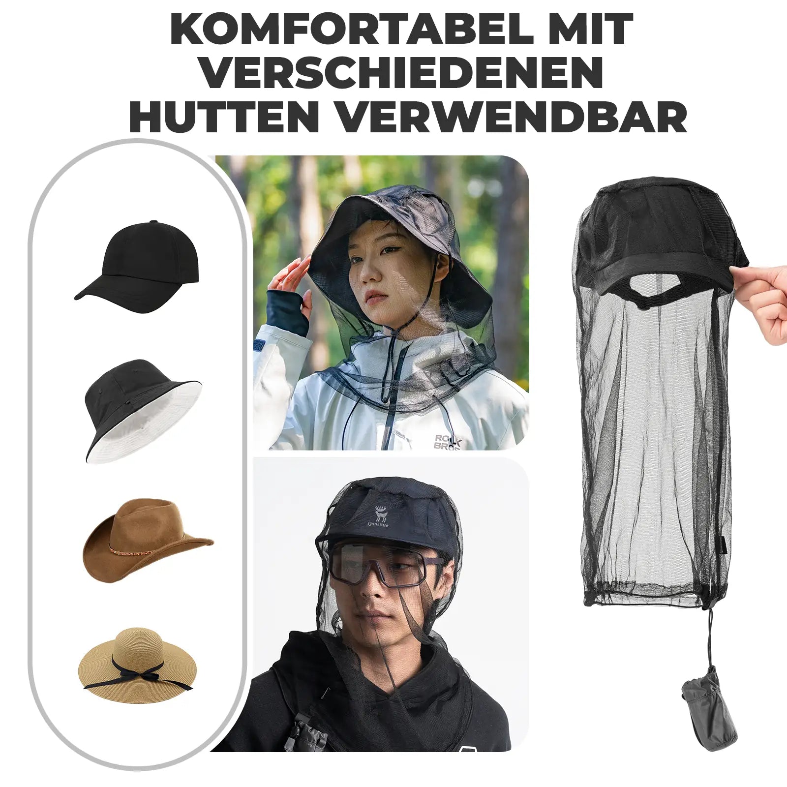 moskitonetz passend fuer baseballkappe, sonnenhut und mehr