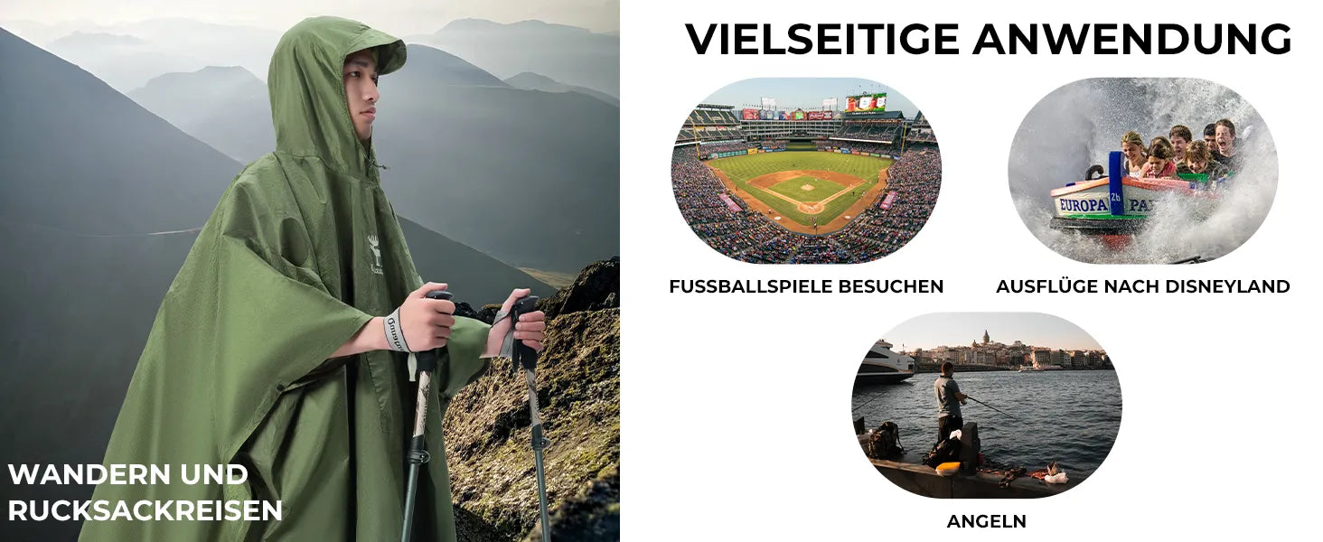 regenponcho für wandern, angeln und veranstaltungen