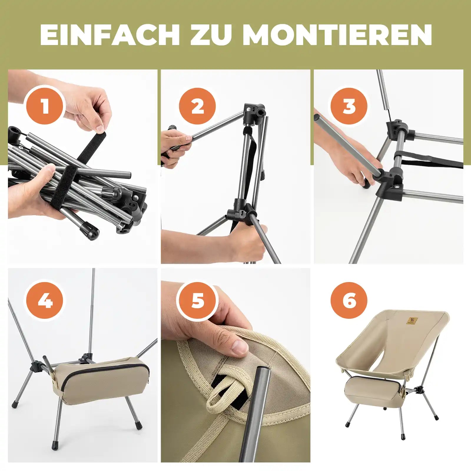 aufbau des faltbaren campingstuhls
