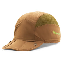bernsteinfarbene outdoor-kappe mit atmungsaktiver mesh-partie und faltbarem schirm