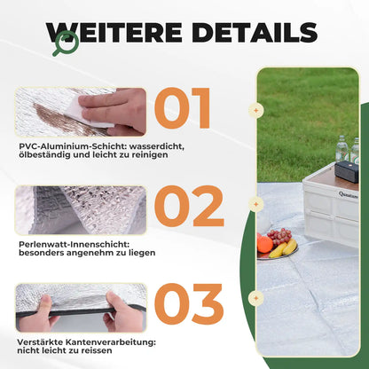 details der picknickdecke mit pvc-aluminium-schicht
