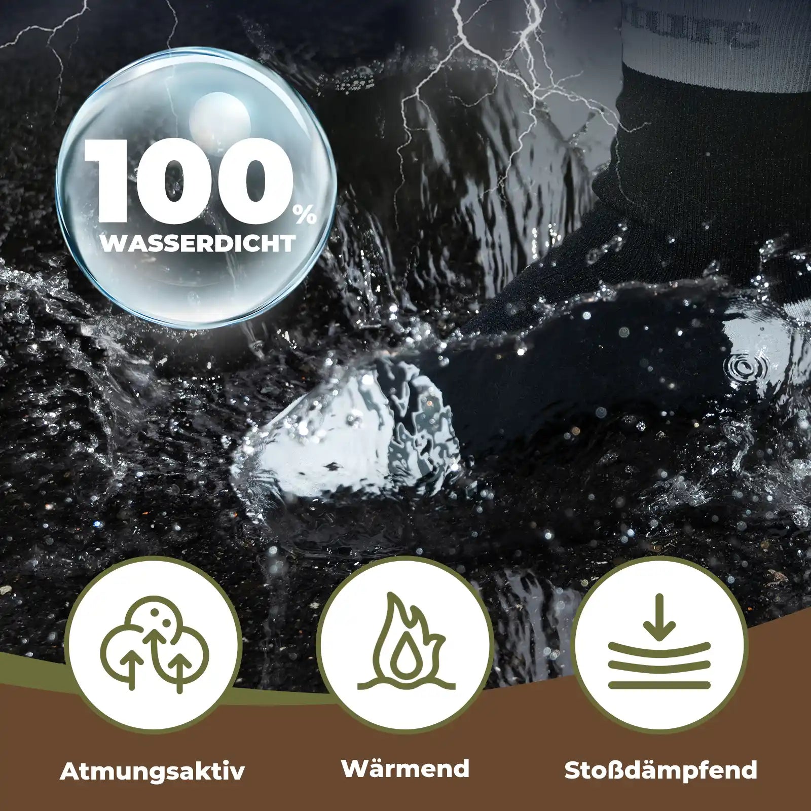 waterproof hiking socks splash proof breathable warm shock absorbing