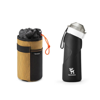 schwarze outdoor-trinkflasche mit tragetasche