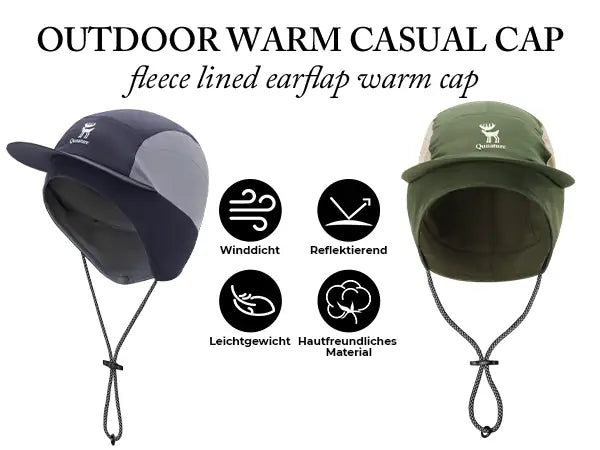 warme outdoor-kappe mit ohrenschützern und fleecefutter