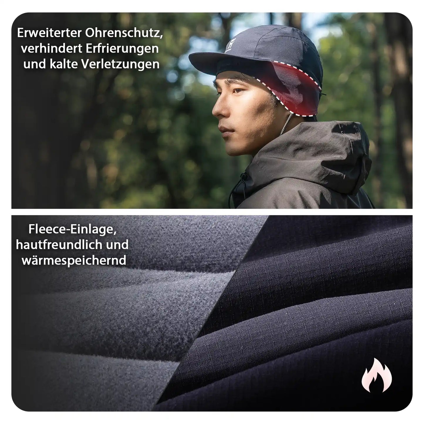 outdoor warme kappe mit ohrenschutz und fleece-einlage