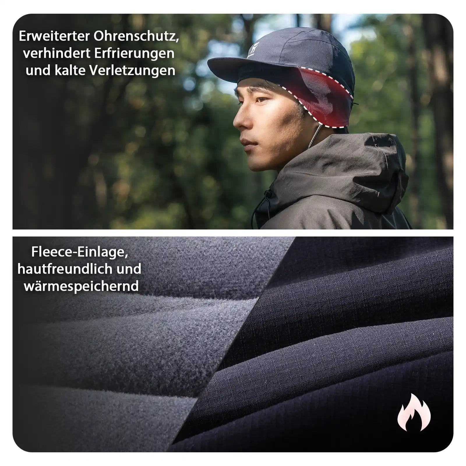 outdoor warme kappe mit ohrenschutz und fleece-einlage