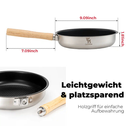campingpfanne leicht und platzsparend mit holzgriff