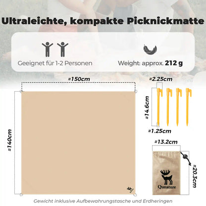 qunature khaki picknickmatte technische daten mit 212g und maßen