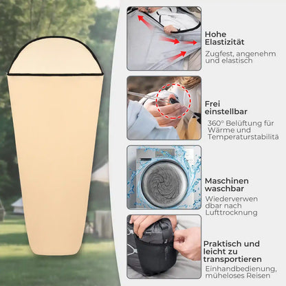 beige schlafsack-inlay mit hoher elastizität und einstellbarem zug