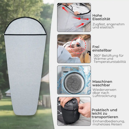 graues schlafsack-inlay mit praktischen eigenschaften für camping und reisen