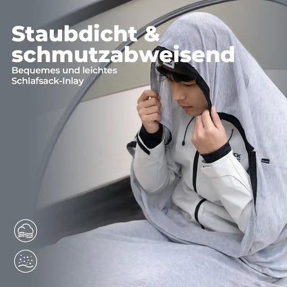 graues schlafsack-inlay staubdicht und schmutzabweisend für sauberen schlaf