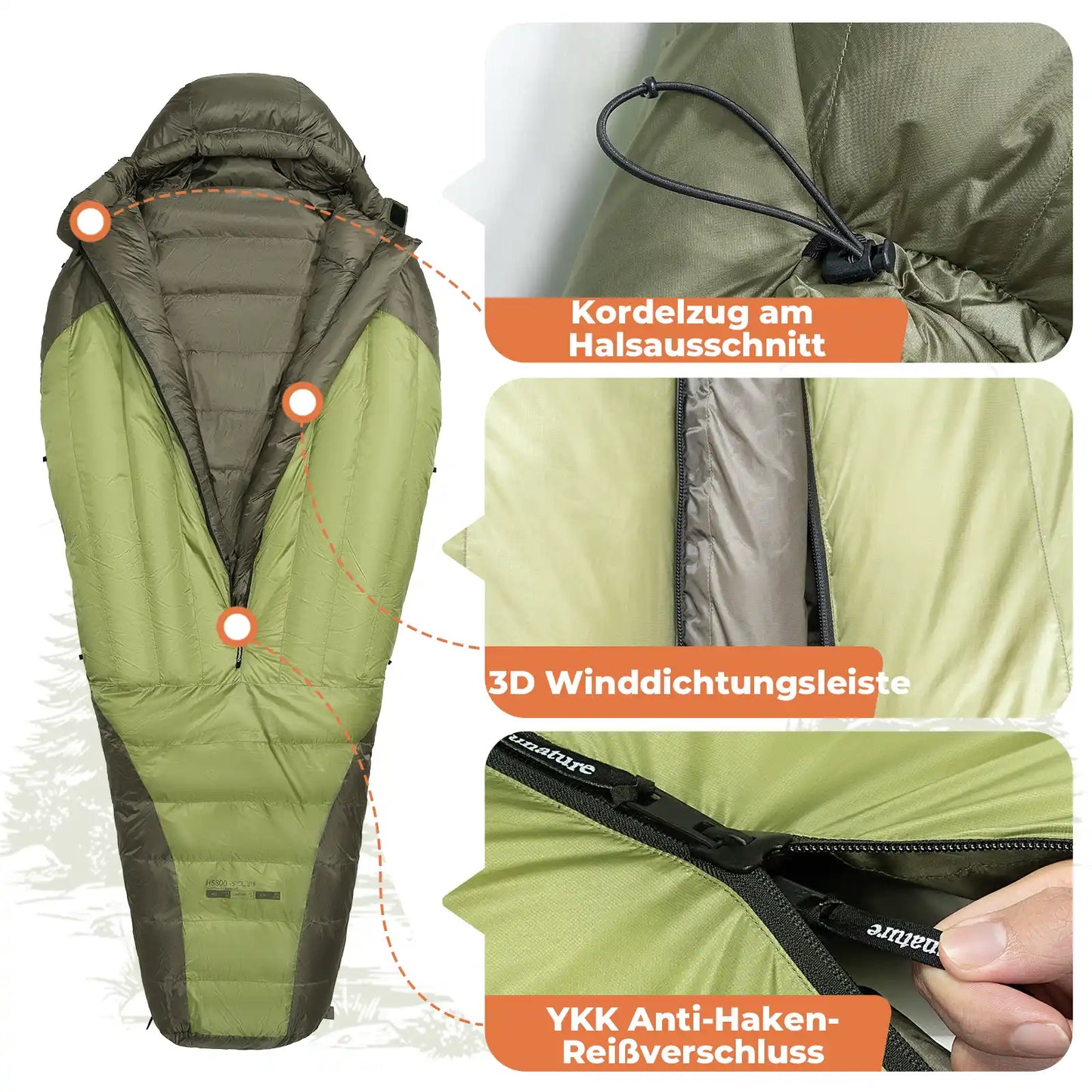 650fp material schlafsack mit clusterloft wasserdicht