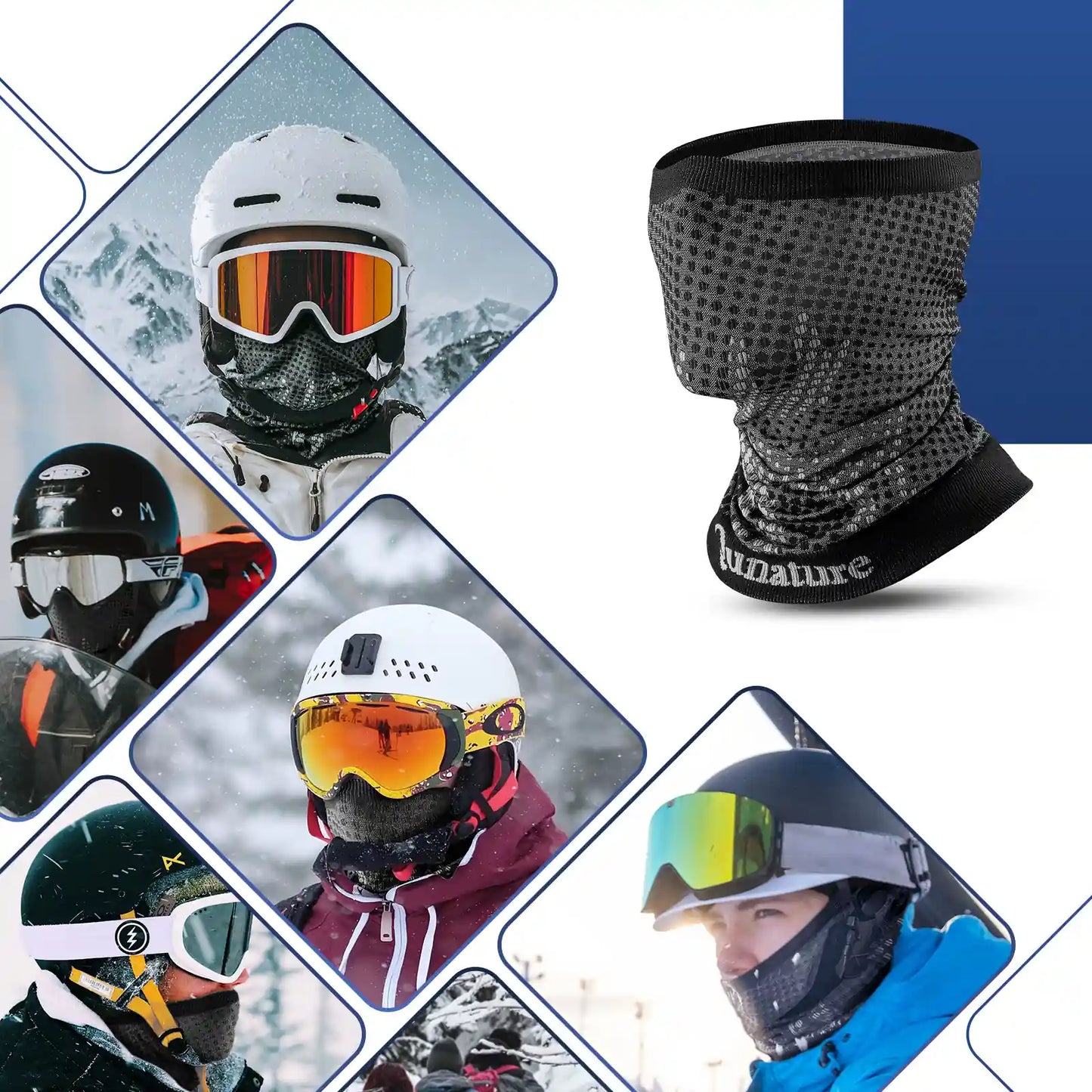 schwarzer multifunktionsschal im einsatz bei wintersportaktivitäten