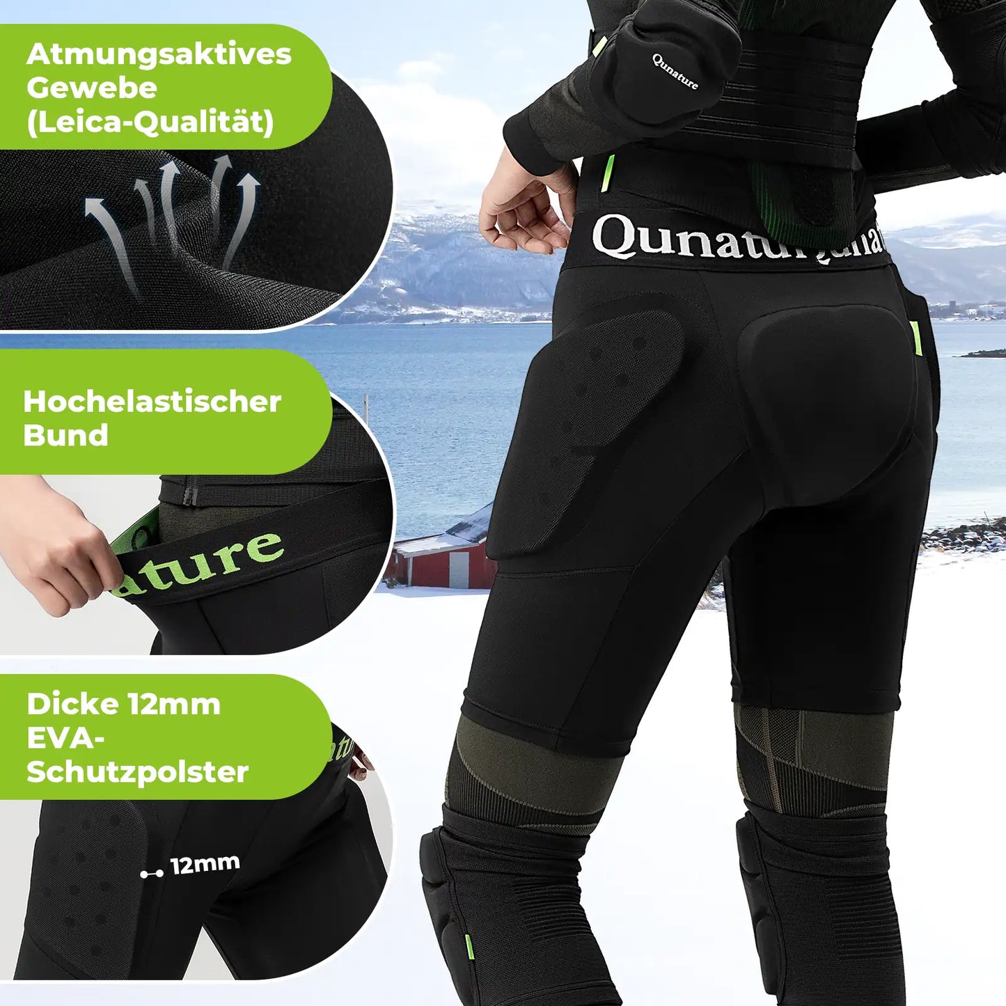 atmungsaktive schutzhose mit elastischem bund und 12mm polstern