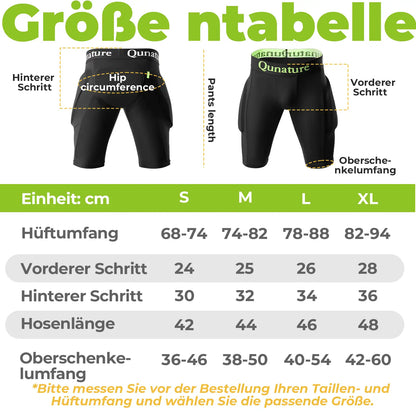 groessentabelle der schutzhose mit massangaben