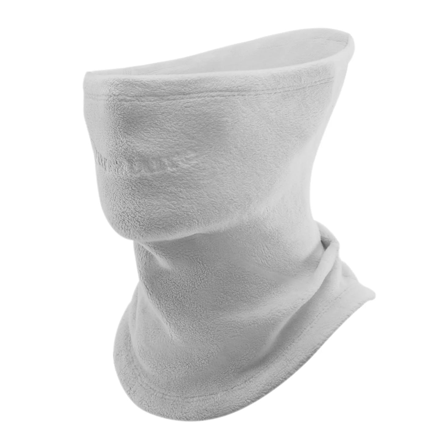 nahaufnahme des hochwertigen beigen fleece-stoffs eines schlauchschals.