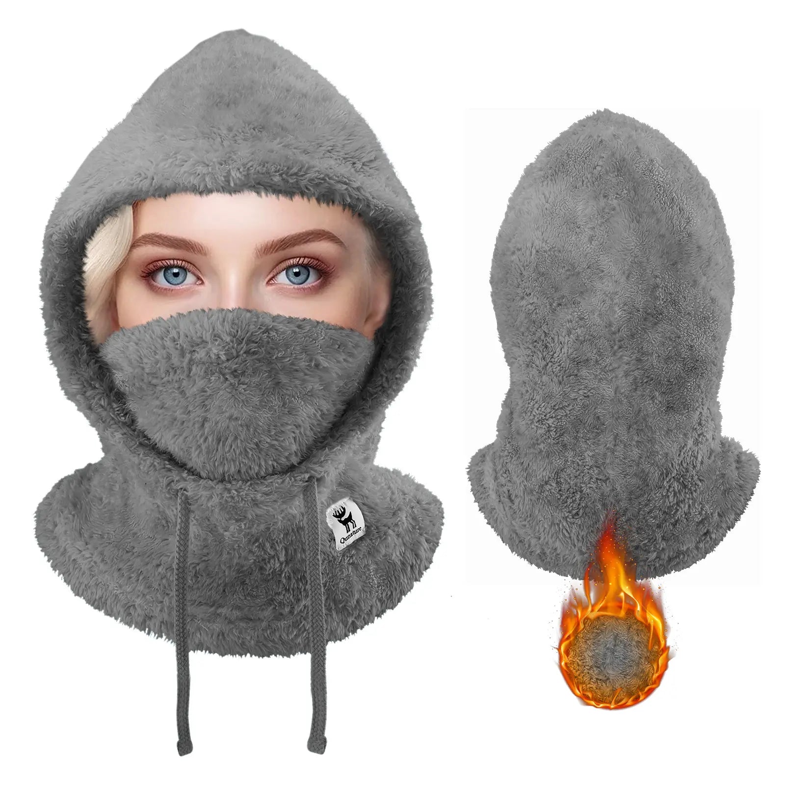 modische kombination des nackenwärmers mit einer stylischen winterjacke.