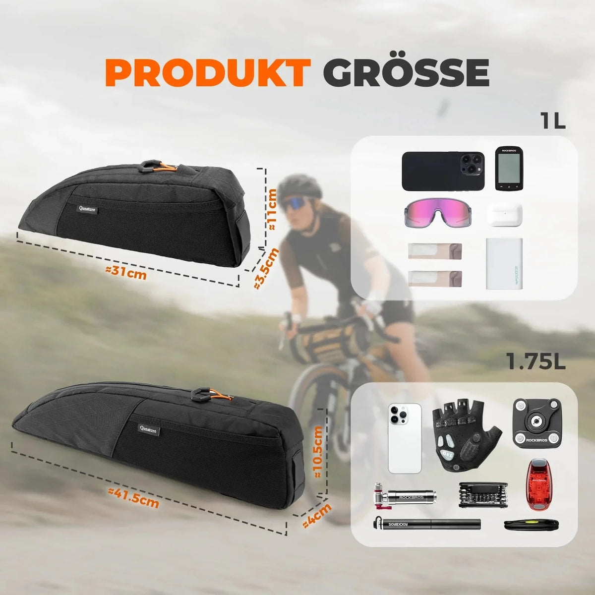 Abweisendes Oberrohr-Tasche für Bikepacking