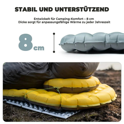 Camping Schlafsystem Set mit Isomatte, Kissen & Luftpumpe