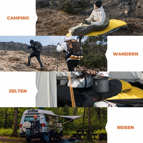Camping Schlafsystem Set mit Isomatte, Kissen & Luftpumpe