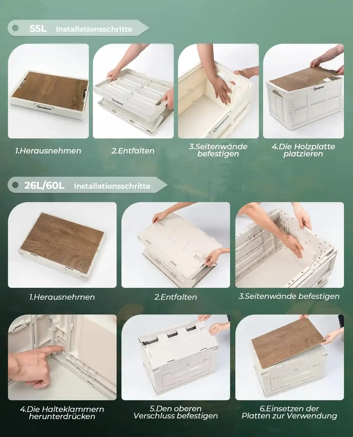 Faltbare Campingbox 26/60 L – mit optionalem Holzdeckel