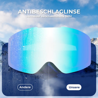 blaue skibrille mit antibeschlag-linse und vergleich