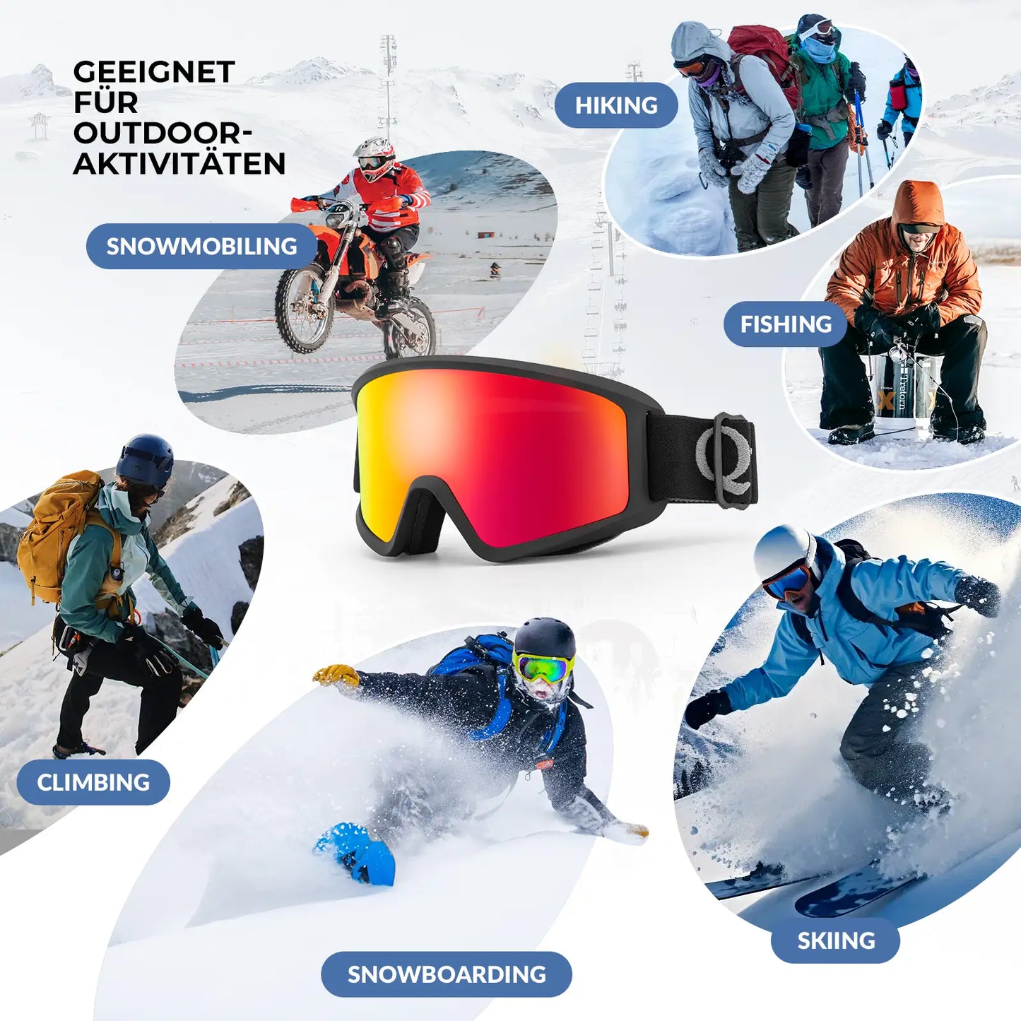 schwarze skibrille geeignet fuer skifahren und snowboarden