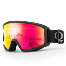 schwarze skibrille mit farbigem spiegelglas