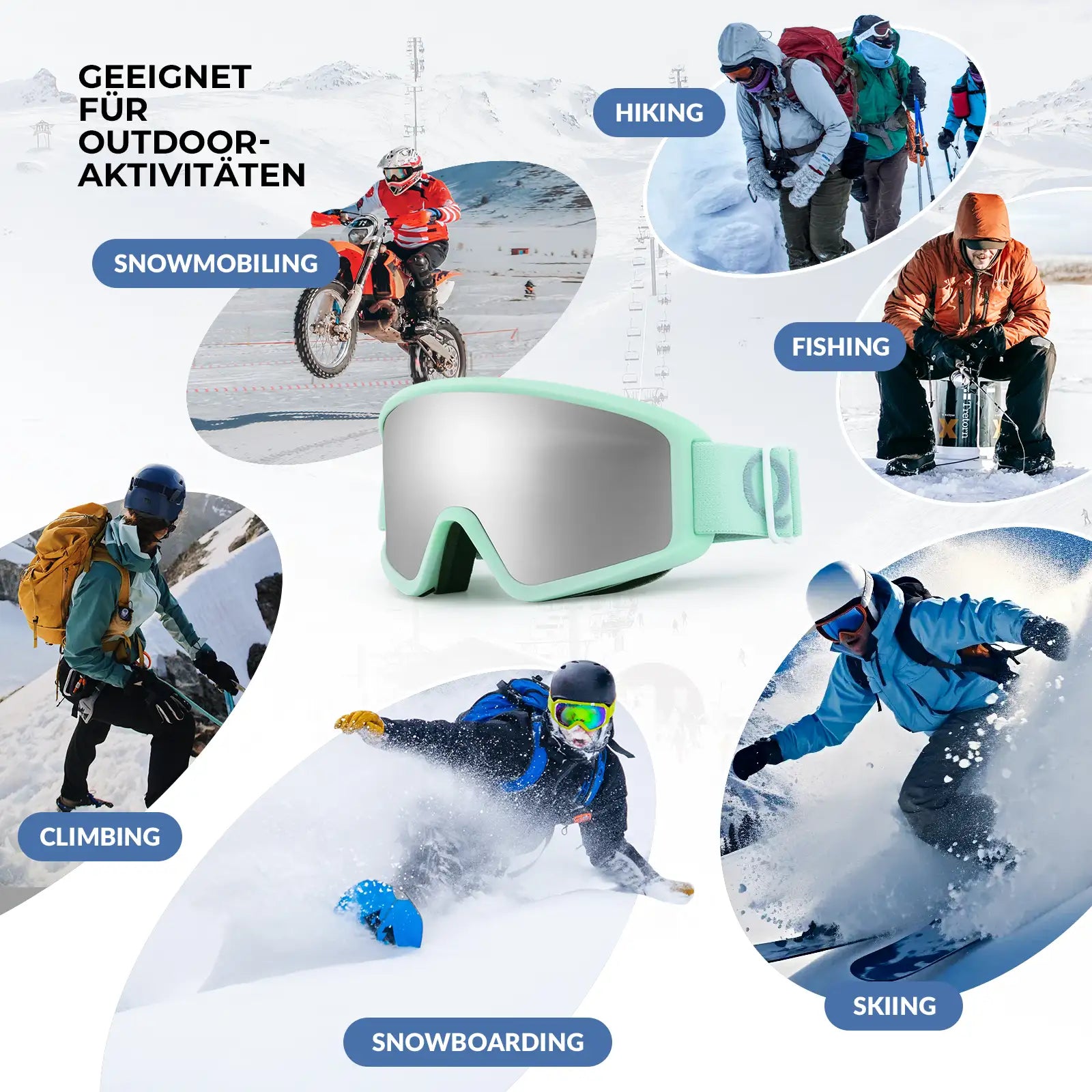 grun skibrille geeignet fuer skifahren und snowboarden