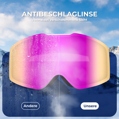pinke skibrille mit antibeschlag-vergleichsbild